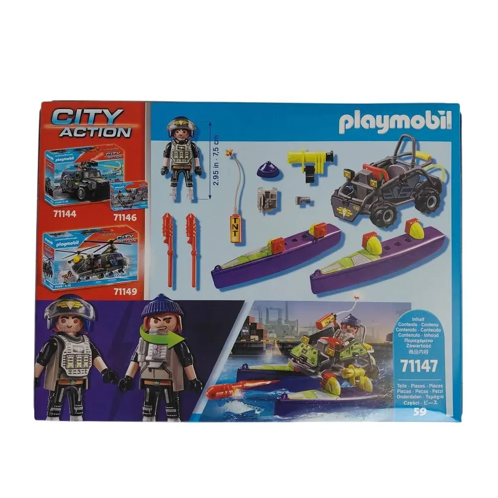 🆕 NIB Playmobil City Action Tactical Police Quad 71147